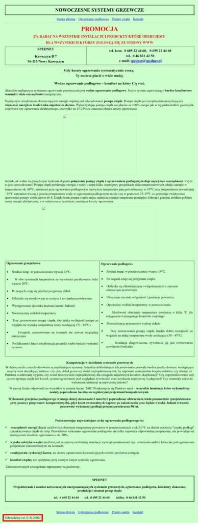 Historyczna strona spednet.pl z 2003r.