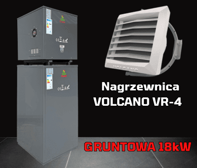 Ogrzewanie hali 200m2 gruntową pompą ciepłą z nagrzewnicą wodną